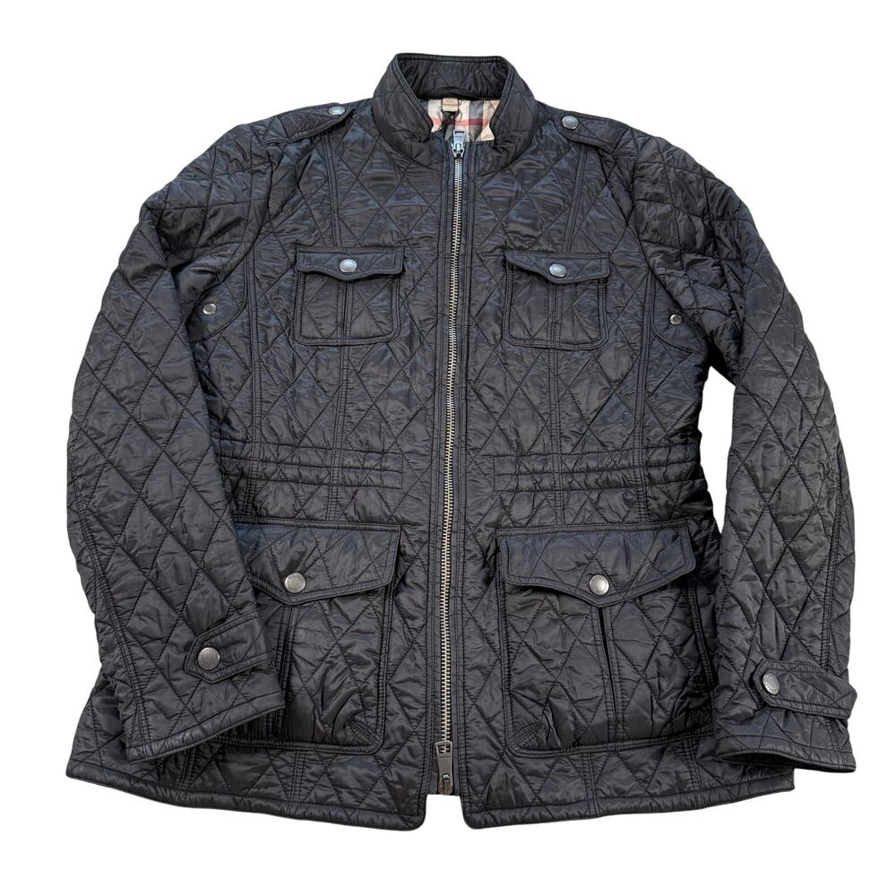 Burberry Brit Quilted Jacket Women XL Black Nova Check Lined Lightweight Coat - Picture 2 of 16